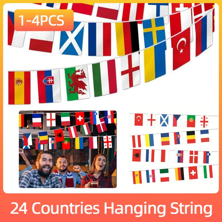 Large Country Flags Bunting For Sports Decor - UK Europe National Flags For Parties & Events