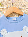Summer Boys' Set Cartoon Cute Teddy Bear Printed Blue Top+Shorts 2Pcs/Set 0-3 Years Old Sunny Handsome Boy Baby Casual Set.
