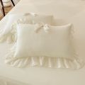 3pcs White Bedding set ruffles Duvet Cover Set (1*Duvet Cover + 2*Pillowcase, Without Core)for bedroom guest room. 