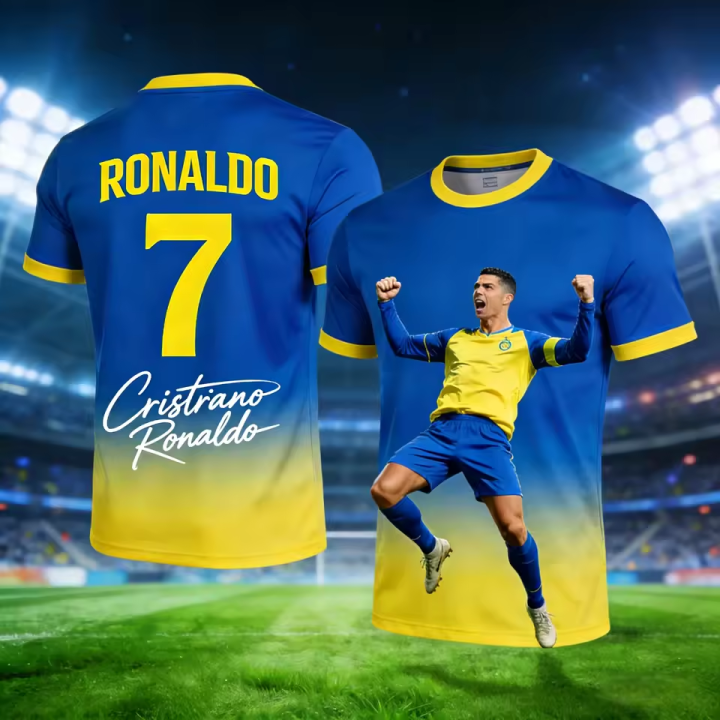 Ronaldo 7 Football Jersey 3D Print Sport Quick-dry Breathable Men T-Shirt Team Training Uniform Club Parent-child Short Sleeve