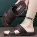 Summer Men's Sandals Leisure Beach Shoes Male Holiday Slippers Outdoor Retro Comfortable Casual Sandals leather Men Slippers. 