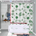 Simple wind green leaves bathroom shower curtain shielding partition Shower curtain quick dry can be scrubable light opaque bath. 