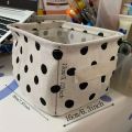 2pcs Cotton And Linen Desktop Storage Box Small Foldable Canvas Storage Basket With Handle Small Fresh Waterproof Storage Basket. 