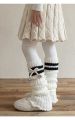2026 Girls American Preppy Style Knitted Leg Warmers Striped Kids Leg Warmers with Bow Decor Autumn Winter Warm Leggings. 
