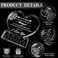Gifts for Mom Birthday Gifts for Mom from Daughter Son Delicate Rose Acrylic Heart Plaque Mom Present Thanksgiving Christmas. 