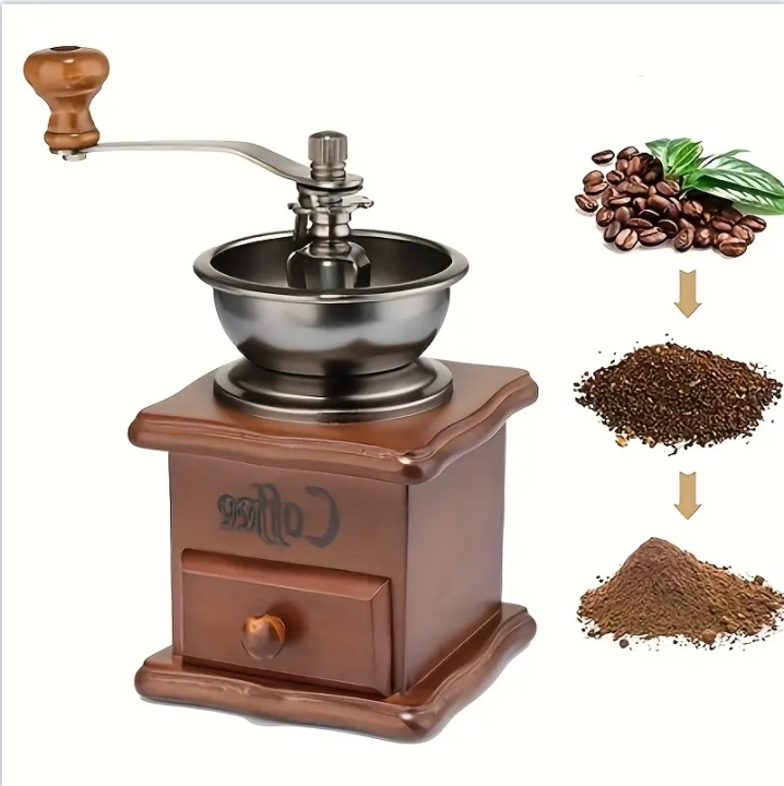 1PCS Vintage Manual Coffee Grinder Burr Hand Crank Coffee Grinders ...