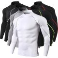 Men Bodybuilding Sport T-shirt Quick Dry Running Shirt Long Sleeve Compression Top Gym T Shirt Men Fitness Tight Rashgard. 