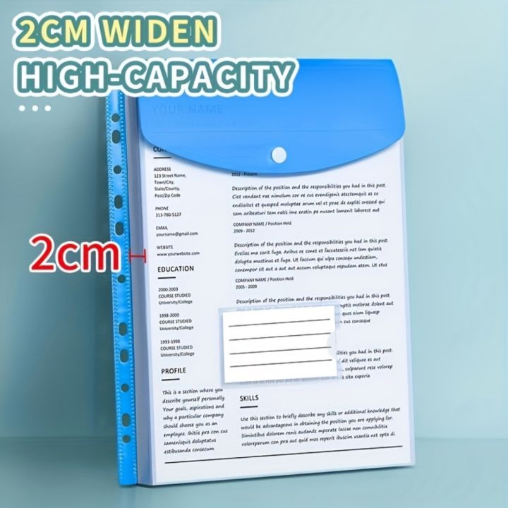 6pcs%20Plastic%20Envelope%20With%20Adhesive%20Snaps%20&%2011%20Holes%20File%20Folder%20Expansion%20Bag%20For%202/3/4%20Ring%20File%20Bag%20A4%20File%20Bag%20School%20Office%20-%20Image%206
