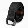 Plus Size 100-190cm Big&Tall Mens Double Ring Buckle Cotton Canvas Cloth Fabric Belts Web Black Waist Jeans. 