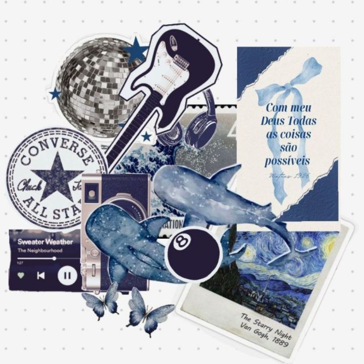 15 pieces of asthetic midnight blue stiker.Craftman Zone.