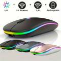 2.4GHz Wireless Rechargeable Mouse with LED Light, 5.2 Wireless Technology, Silent Click, USB, 1200DPI Gaming Mouse for Windows. 