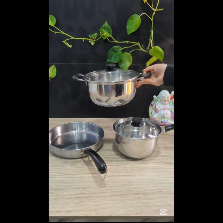 3 Pcs Cookware Set Stainless Steel