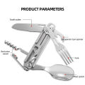 Multifunctional tableware Portable Stainless Steel Rope Knife Card Outdoor Survival Camping Accessories Tool With Saw All In One. 