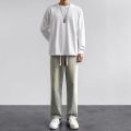2025 New Korean Men's Casual Long Jeans Classic Man Straight Denim Wide-leg Pants Gyms Solid Color Light Blue Grey Black M-3XL. 