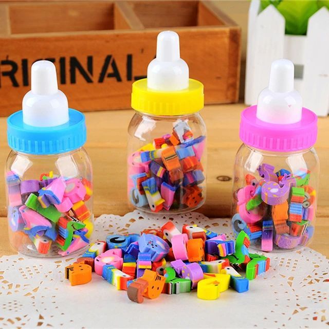 1pcs Milk Bottle Eraser,Mini Pencil Erasers, Erasers for Kids, School Supplies, Mini Eraser Pencil for Students,Prizes for Kids Classroom (20-22 Tablets Random Stlye)