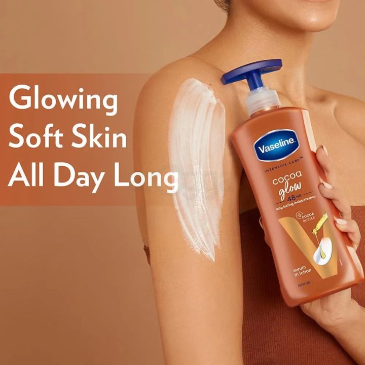 Vaseline%20Intensive%20Care%20Cocoa%20Glow%20Moisturising%20Body%20Lotion%20with%20Pure%20Cocoa%20&%20Shea%20Butter%20400ml%20-%20Image%203