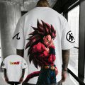 Dragon Ball Anime Oversized Cotton T-shirt 2026 Summer New Vegeta Super Saiyan 4 Printed Men's Street Hip Hop Loose Casual Top. 