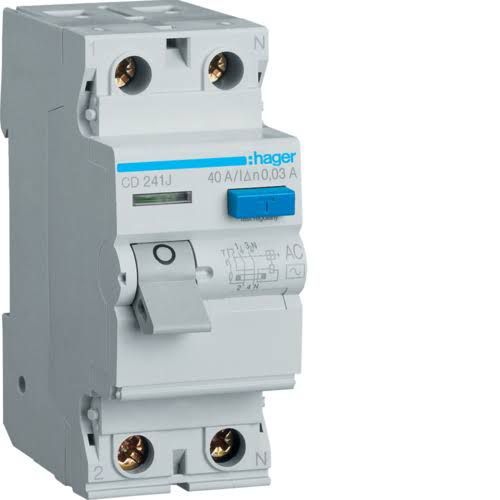Hager CD241j Double pole 40A Earth leakage circuit breaker