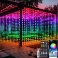 Smart LED Curtain Lights, 3mx3m 300Leds USB String Lights with Bluetooth App Timer ,Music Sync Christmas Curtain String Outdoor. 