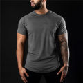 Plain Gym T-shirt Men Summer Fitness Clothing O-Neck Short Sleeve T shirt Cotton Slim Fit Tshirt Bodybuilding Workout Tees Tops.