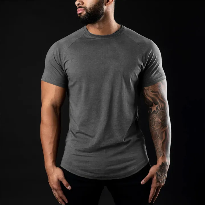 Plain%20Gym%20T-shirt%20Men%20Summer%20Fitness%20Clothing%20O-Neck%20Short%20Sleeve%20T%20shirt%20Cotton%20Slim%20Fit%20Tshirt%20Bodybuilding%20Workout%20Tees%20Tops%20-%20Image%203