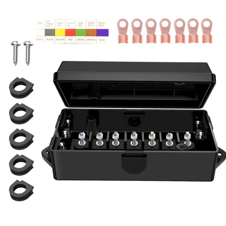 7-Way%20Trailer%20Junction%20Box%20Kit%20with%207%20Terminal%20Studs,%20Heavy-Duty%20Weatherproof%20Wiring%20Box%20for%20RV%20Camper%20Trailer%20Light%20Rewiring%20-%20Image%206