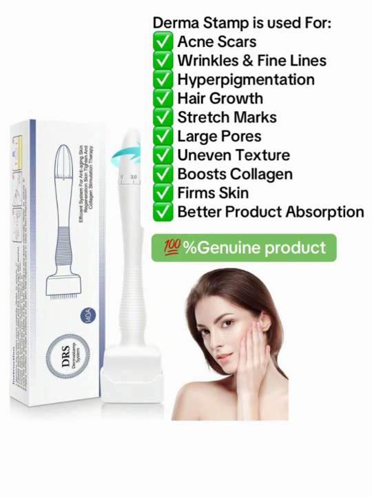 Derma%20Stamp%20DRS%20100%25%20Genuine%20Titanium%20Premium%20Needles%20Adjustable%20140A%20Micro%20Needles%20Facial%20Derma%20Roller%20Kit%20for%20Skin%20Repair,%20Face,%20Hair%20&%20Beard%20Growth%20-%20Image%202