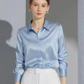 French Elegant Women Satin Glossy Shirt Summer Solid Loose Long Sleeve Blouses Office Lady's All-Match Shirt Vintage Casual Top. 