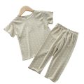 Korean version of summer girls short-sleeved suit comfortable air conditioning suit baby girl ice silk polka dot home clothes. 