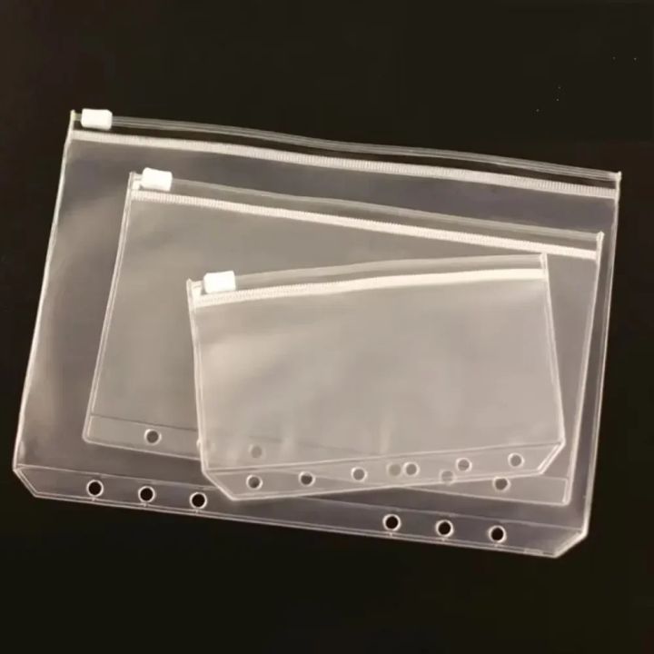 10Pcs A5 A6 A7 Binder Pocket Binder Zipper Folders for 6 Ring Notebook Divider Page Waterproof PVC Leaf Document Filing Bag