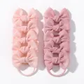 10Pcs/lot Grosgrain Ribbon Pigtail Bows Elastic Hair Ties Hair Bands Holders New Year Hair Accessories for Baby Girls Gift. 