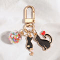 Cartoon Enamel Shark Jellyfish Mermaid Keychain Cat Glass Beads Ball Key Ring For School Bag Accessories Headphone Cover Gifts. 
