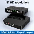 4K HDMI Splitter - Dual Monitor Extender with 1 In 2 Out, Full HD 1080P 3D Support, 5V USB Powered, Flat Floppy Connector, Cat 5. 