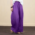 Women‘s Cotton Linen Baggy Palazzo Flared Pants Ladies Wide Leg Loose Trousers High Quality Clothing Plus Size. 