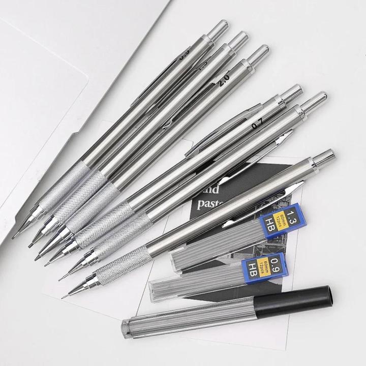 Metal%20Mechanical%20Pencil%20set%20with%20pencil%20grip%20Leads%20Art%20Drawing%20Student%20Office%20Supplies%200.3/0.5/0.7/0.9/1.3/2%20mm%20Automatic%20Pencil%20-%20Image%203