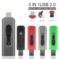 Metal USB Flash Drive 3 IN 1 USB 2.0 & Type C & Micro USB Stick OTG Pen Drive 128GB 64GB 32GB 16GB 8G Pendrive U Disk. 