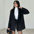 HXAO Blazer Women Double Breasted Pocket Women's Jacket 2025 Long Sleeve Casual Blazers Woman Chic Office Wear Ladies Coat. 