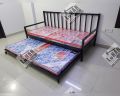 Day Bed with Sliding Trundle (Sofa cum Bed) Metal Frame with Lockable Wheels. 
