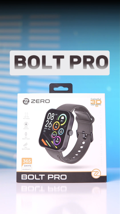 Zero®  Bolt Pro Smartwatch | 1.83" IPS HD Display, Bluetooth Calling Smartwatch , 100+ Sports Modes, Heart Rate Smartwatch & SpO₂ Monitoring Smartwatch, IP66 Water Resistant Smartwatch | All-in-One Fitness & Lifestyle Smartwatch For Girls and Boys