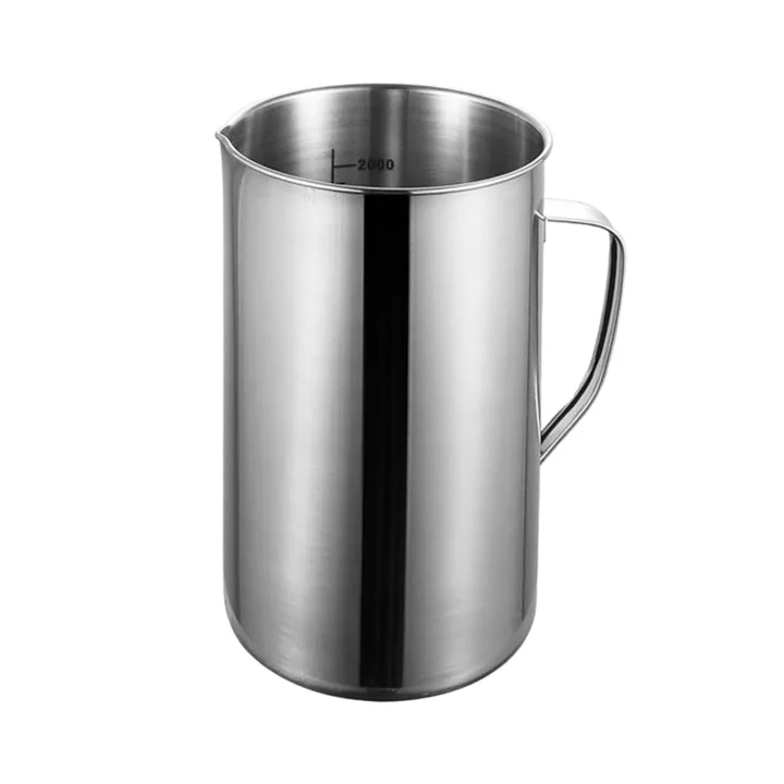 Steel Measuring Cup 2000ml with Handle with Scale to Clean Reusable ...
