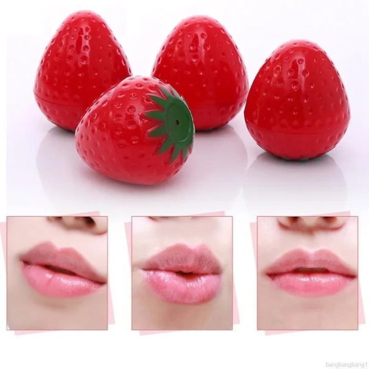 Strawberry Shaped Lip Balm – Moisturizing & Nourishing Gloss for Soft Lips – Fruity Scented