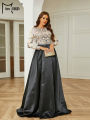 Missord Black Round Neck Long Sleeved A Line Evening Gown Formal Floor Length Occasion Graduation High Quality Luxury Dress. 