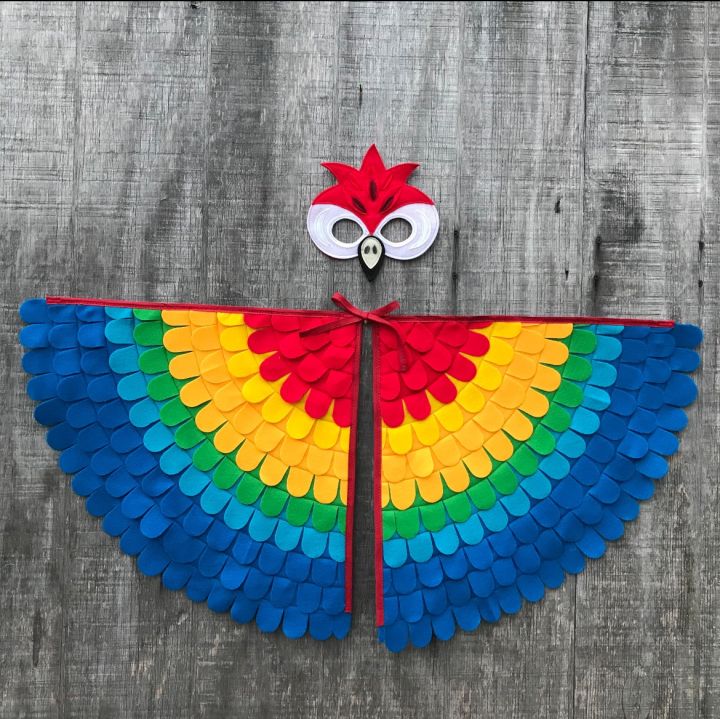 Red Macaw Parrot Costume // Parrot Costume Set  //  Macaw Wings and Mask // Flappable Flying Fun //