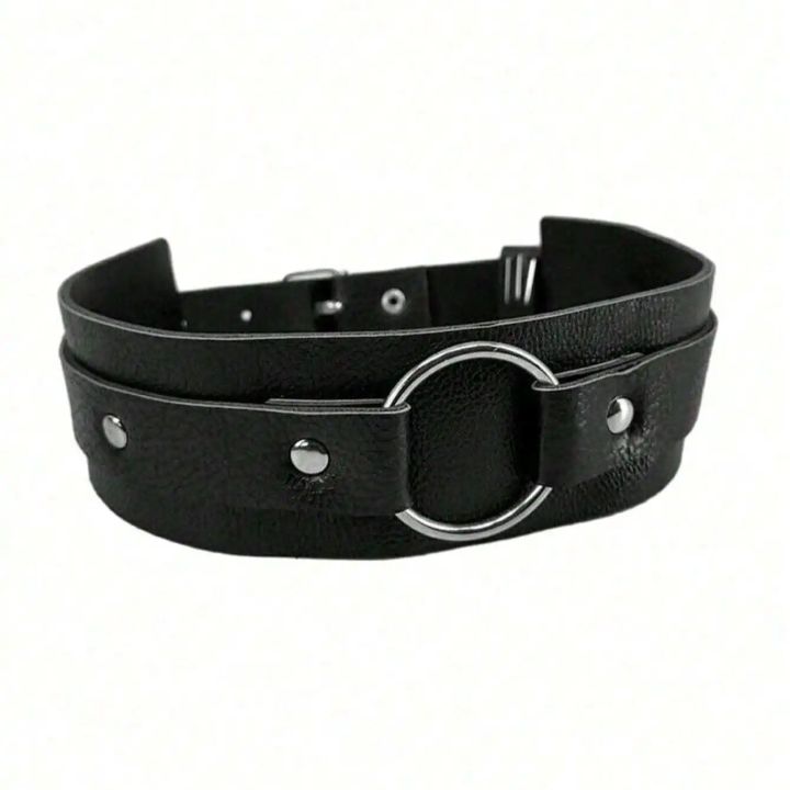 Y2K%20Fashionable%20Women%20PU%20Leather%20Belt%20With%20Metal%20Buckle%20Collar%20Trendy%20Clavicle%20%20with%20Adjustable%20Suitable%20For%20Club%20Party%20-%20Image%205