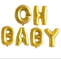 OH Baby Script Foil Balloons, for Baby Shower Decorations, Girl Gender Reveal, Straw and 32' Roll Ribbon Included. 