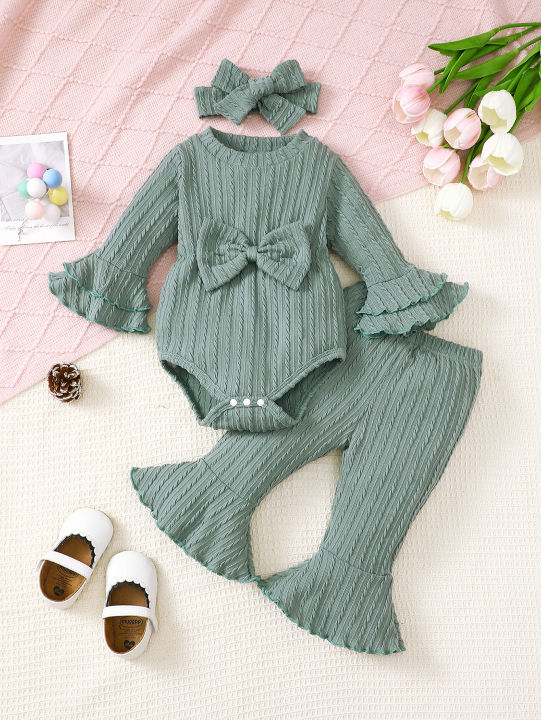Baby%20girl%20autumn%20and%20winter%20casual%20fashion%20texture%20fabric%20round%20neck%20double-layer%20flared%20sleeves%20bow%20bow%20front%20jumpsuit%20and%20flar%20-%20Image%205