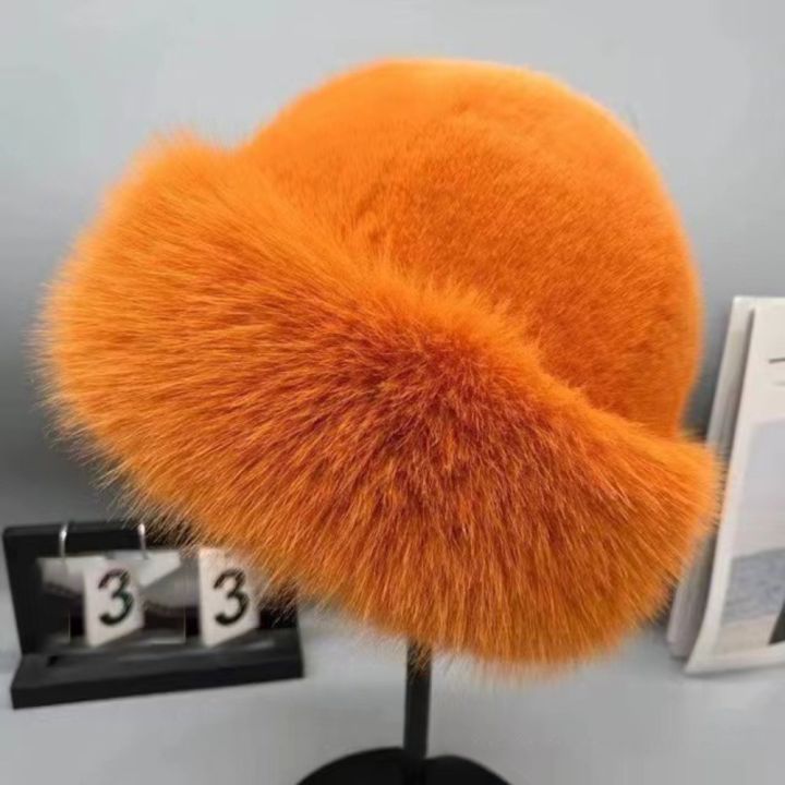 Warm%20Women's%20Winter%20Hat%20Fluffy%20Fur%20Bucket%20Hat%20For%20Women%20Plush%20Fisherman%20Hat%20Thicken%20Cold%20Snowy%20Day%20Panama%20Cap%20-%20Image%207