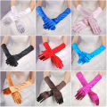Classic Adult 21 Colors Elbow Stretch Satin Finger 38 cm Long Gloves Women Flapper Gloves Matching Costume.