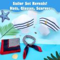 2Pcs Yacht Captain Hat Sailor Ship Cap Scarf Sailor Hat Boat Costume for Men Women Captains Dressing up Party (2pCS Set).