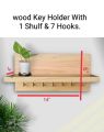 wood Key Holder With 1 Shulf & 7 hooks. 